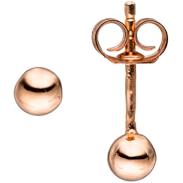 Ohrstecker Kugel 925 Sterling Silber rotgold vergoldet Ohrringe Silberohrstecker CJ