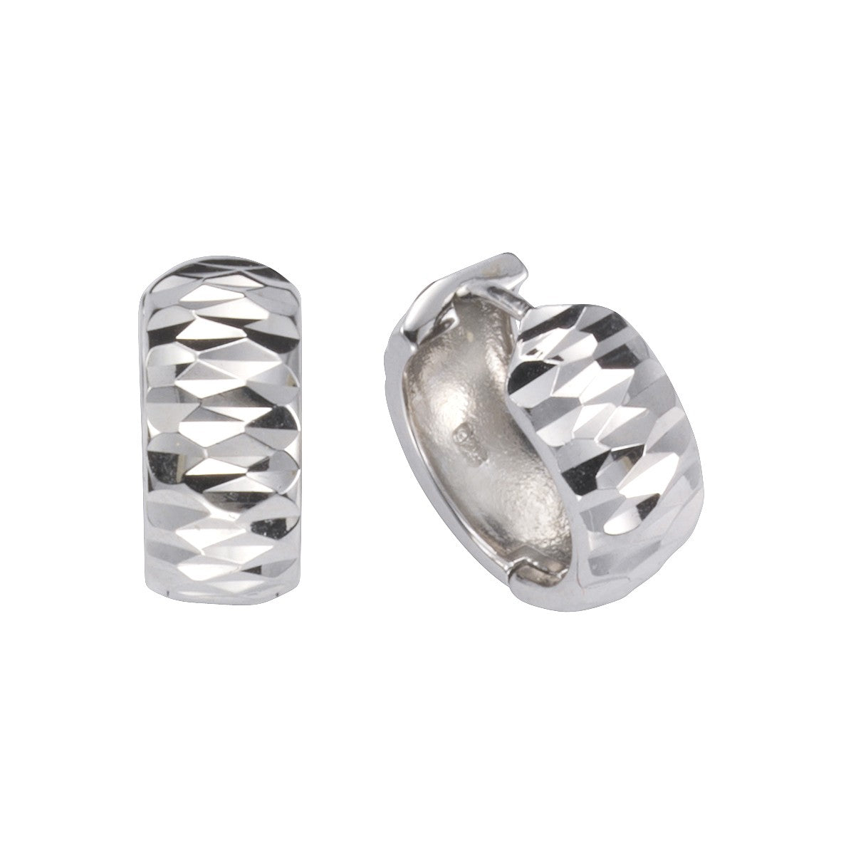 Echtschmuck Klappcreolen Ohrringe Damen 925 Silber rhodiniert 15mm 15mm, 1 Paar