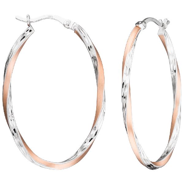 Creolen 925 Sterling Silber bicolor vergoldet teil matt Ohrringe CJ