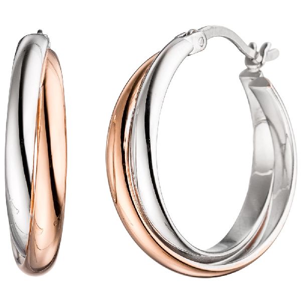 Creolen 925 Sterling Silber bicolor vergoldet Ohrringe CJ