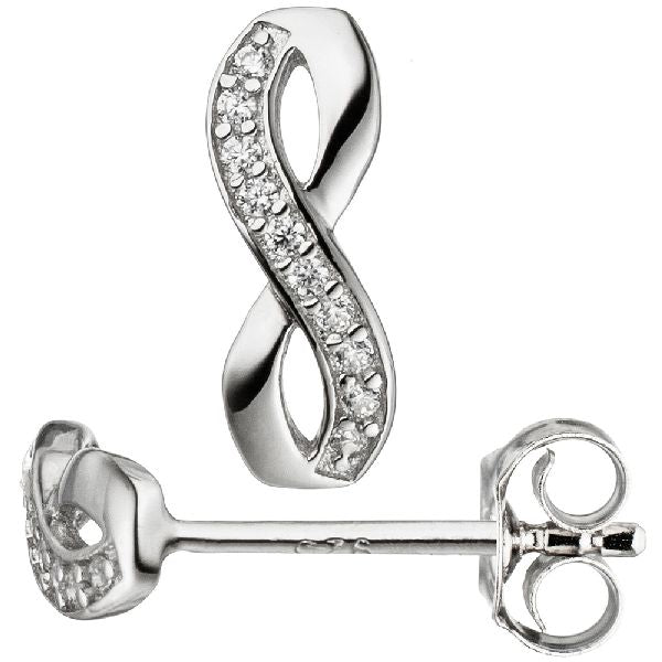 Ohrstecker Unendlich 925 Sterling Silber mit Zirkonia Ohrringe Silberohrringe CJ