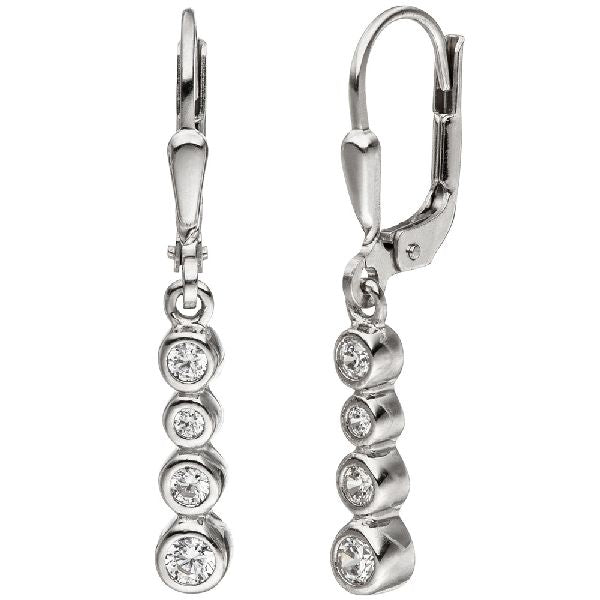 Ohrhänger 925 Sterling Silber 8 Zirkonia Ohrringe Silberohrringe CJ
