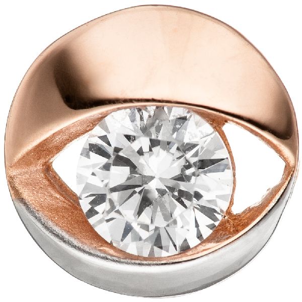 Anhänger rund 333 Gold Rotgold bicolor 1 Zirkonia Rotgoldanhänger CJ
