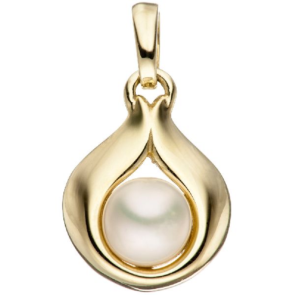 Anhänger Tropfen 333 Gold Gelbgold 1 Süßwasser Perle Perlenanhänger Goldanhänger CJ