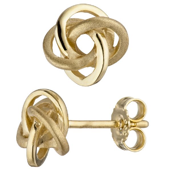 Ohrstecker verschlungen 333 Gold Gelbgold matt mattiert Ohrringe Goldohrringe CJ