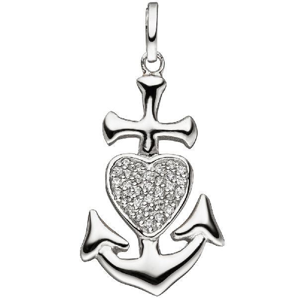 Anhänger Glaube Liebe Hoffnung 925 Silber mit Zirkonia Silberanhänger CJ