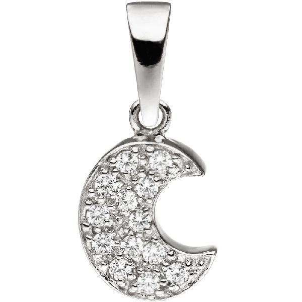 Anhänger Mond 925 Sterling Silber mit Zirkonia Silberanhänger CJ