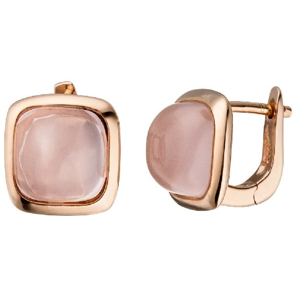 Creolen 925 Silber rotgold vergoldet 2 rosa Glassteine Ohrringe CJ