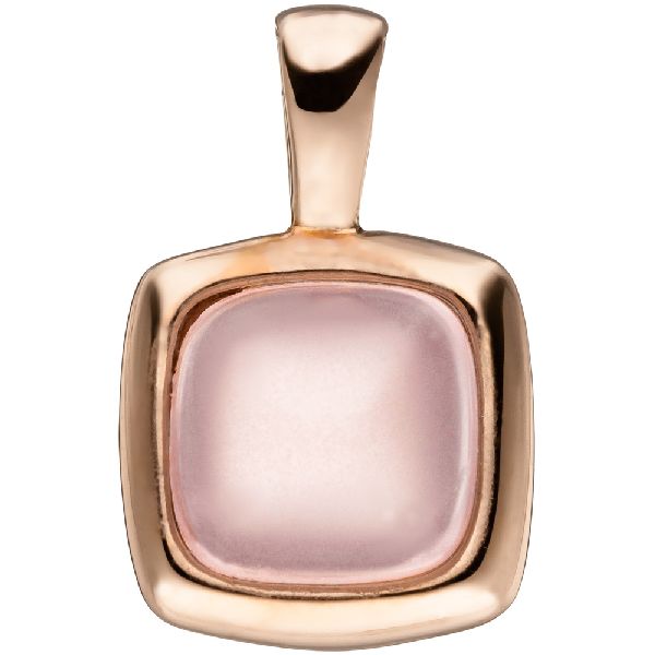 Anhänger quadratisch 925 Sterling Silber rotgold vergoldet 1 rosa Glasstein CJ