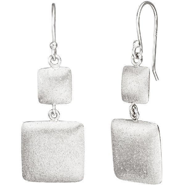 Ohrhänger quadratisch 925 Sterling Silber matt mattiert Ohrringe Silberohrringe CJ