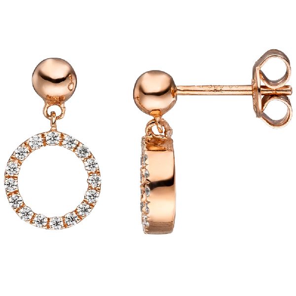 Ohrhänger 925 Sterling Silber rotgold vergoldet mit Zirkonia Ohrringe Ohrstecker CJ