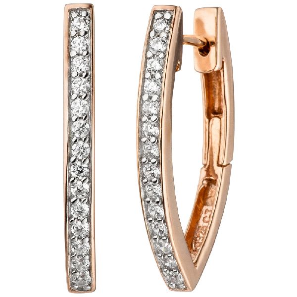Creolen 925 Sterling Silber rotgold vergoldet bicolor mit Zirkonia Ohrringe CJ