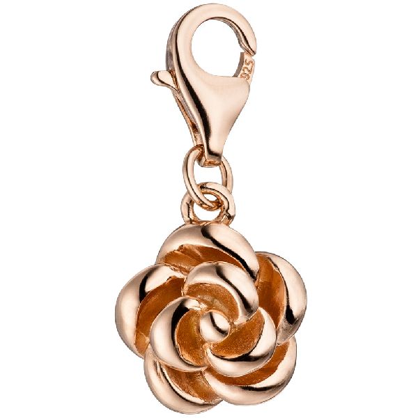 Einhänger Charm Rose 925 Silber rotgold vergoldet Anhänger für Bettelarmband CJ