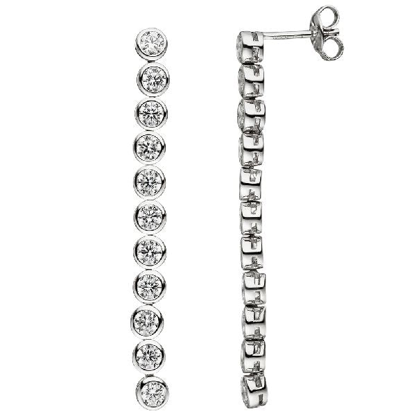 Ohrhänger lang 925 Silber 22 Zirkonia Ohrringe Ohrstecker Silberohrringe CJ