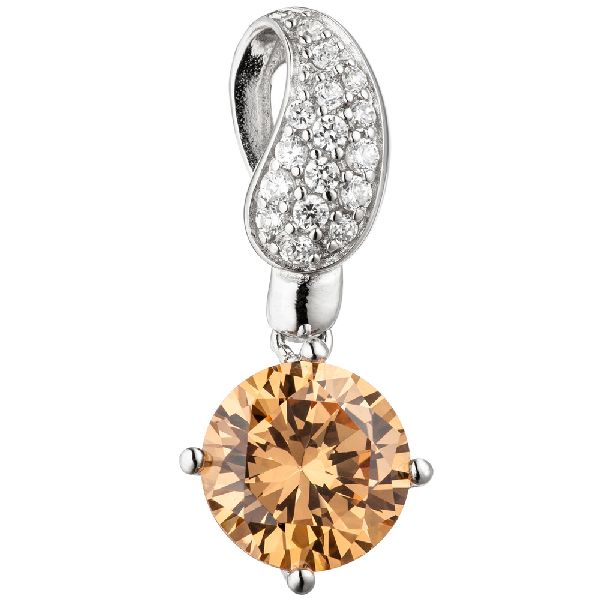 Anhänger 925 Sterling Silber mit Zirkonia champagner farben Silberanhänger CJ