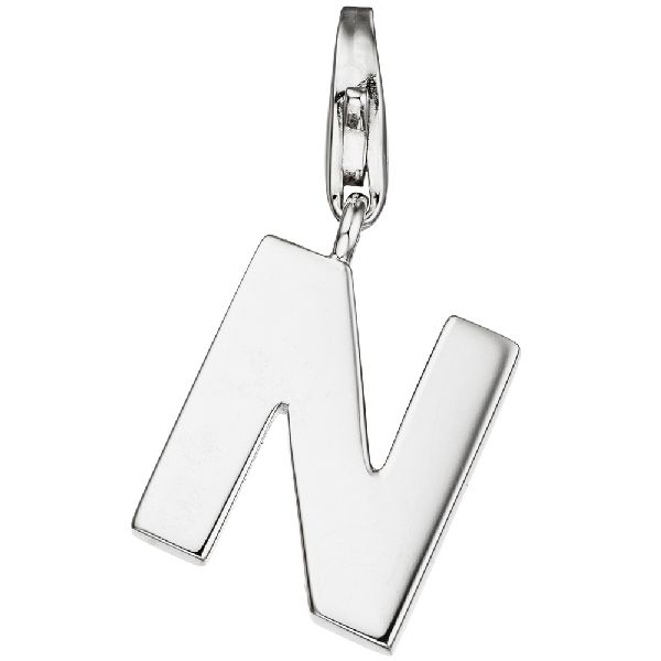 Einhänger Charm Buchstabe N 925 Sterling Silber Anhänger für Bettelarmband CJ