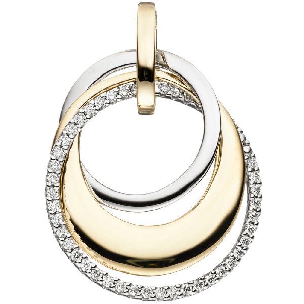 Anhänger 585 Gold Gelbgold Weißgold bicolor 42 Diamanten Brillanten 0,21ct. CJ