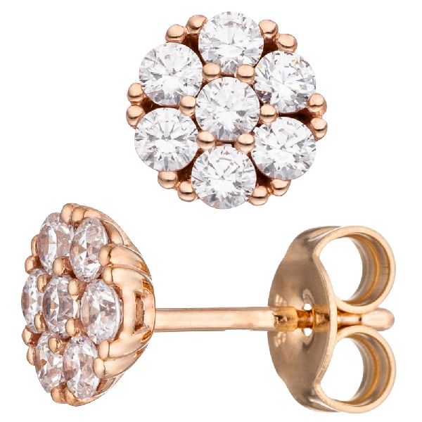 Ohrstecker rund 333 Gold Rotgold 14 Zirkonia Ohrringe Rotgoldohrringe CJ