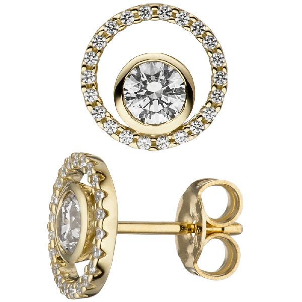 Ohrstecker rund 333 Gold Gelbgold 46 Zirkonia Ohrringe Goldohrringe CJ