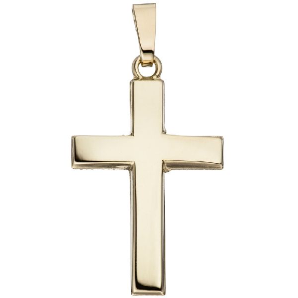 Anhänger Kreuz schlicht 585 Gold Gelbgold Kreuzanhänger Goldkreuz CJ