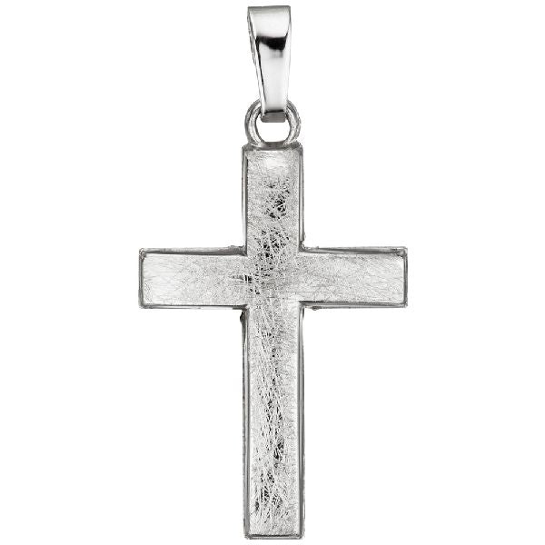 Anhänger Kreuz 585 Gold Weißgold eismatt Kreuzanhänger Weißgoldkreuz CJ