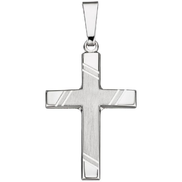 Anhänger Kreuz 925 Sterling Silber matt Kreuzanhänger Silberanhänger Silberkreuz CJ