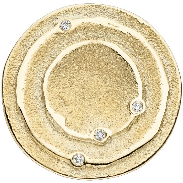 Anhänger rund 585 Gold Gelbgold matt 4 Diamanten Brillanten 0,04ct. Goldanhänger CJ