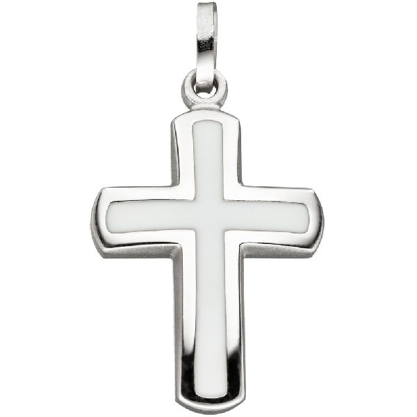 Anhänger Kreuz 925 Silber weiß Kreuzanhänger Silberanhänger Silberkreuz CJ