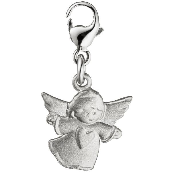 Einhänger Charm Engel Schutzengel 925 Sterling Silber matt mattiert CJ