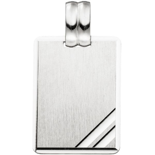 Anhänger Gravur Gravurplatte eckig viereckig 925 Sterling Silber matt mattiert CJ