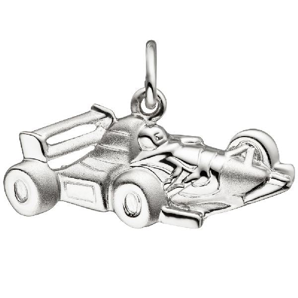 Anhänger Rennwagen 925 Sterling Silber matt mattiert Silberanhänger CJ