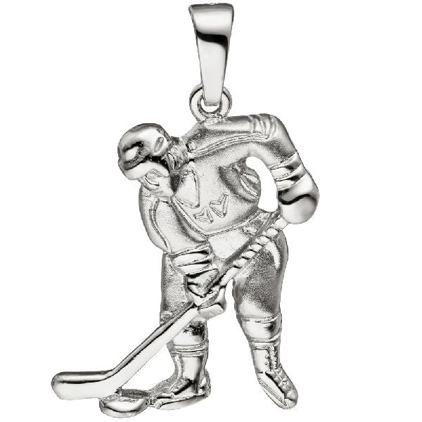 Anhänger Eishockeyspieler Eishockey 925 Silber matt mattiert Silberanhänger CJ