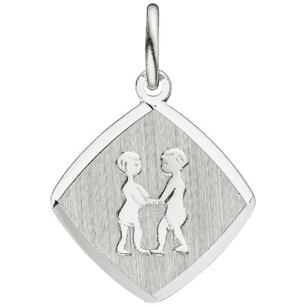 Anhänger Sternzeichen Zwilling 925 Sterling Silber matt Sternzeichenanhänger CJ