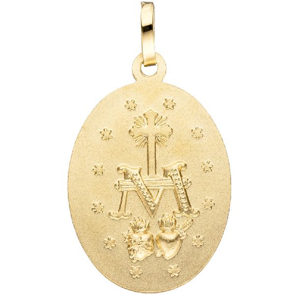 Anhänger Milagrosa oval 333 Gold Gelbgold matt mattiert Goldanhänger CJ