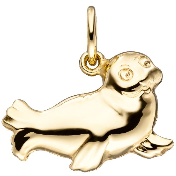 Anhänger Robbe Seehund 585 Gold Gelbgold Goldanhänger CJ