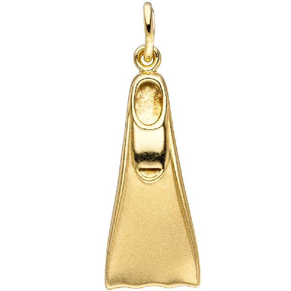 Anhänger Flosse Taucherflosse 333 Gold Gelbgold matt Goldanhänger Tauchen CJ
