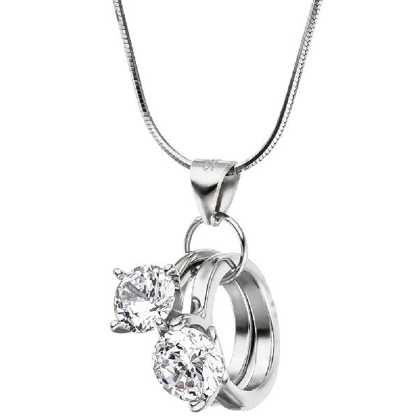 Anhänger 925 Sterling Silber 2 Zirkonia Silberanhänger Kettenanhänger CJ