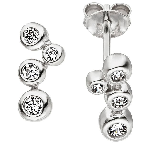 Ohrstecker 925 Sterling Silber 8 Zirkonia Ohrringe Silberohrringe CJ
