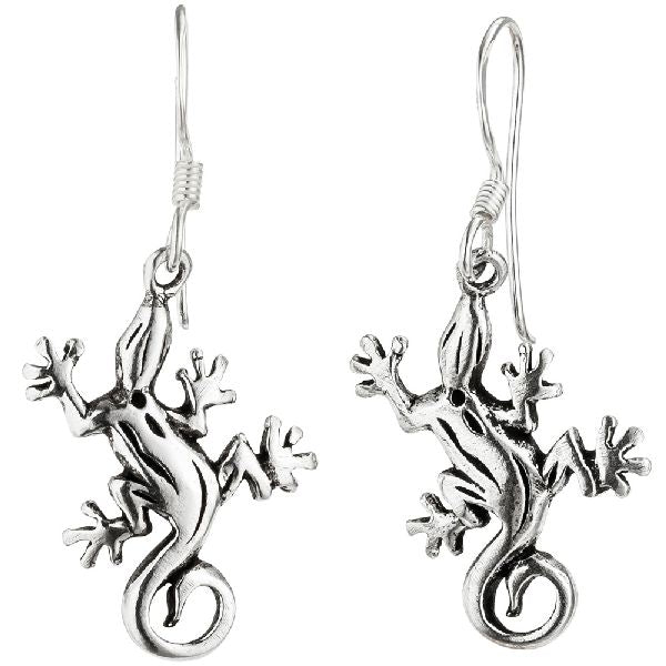 Ohrhänger Gecko Echse Eidechse 925 Sterling Silber Ohrringe Silberohrringe CJ