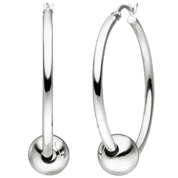 Creolen mit Kugeln 925 Sterling Silber Ohrringe Silbercreolen Silberohrringe CJ