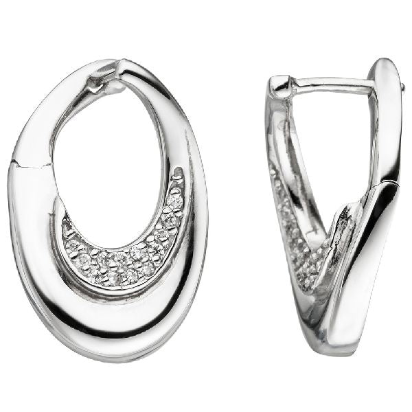 Creolen 925 Sterling Silber 26 Zirkonia Ohrringe Silbercreolen Silberohrringe CJ