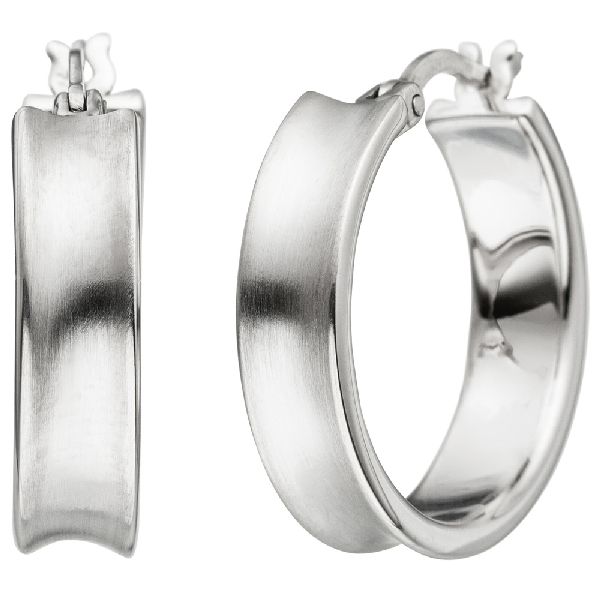Creolen 925 Sterling Silber matt Ohrringe Silbercreolen Silberohrringe CJ