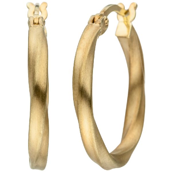 Creolen gedreht 925 Sterling Silber gold vergoldet matt Ohrringe CJ