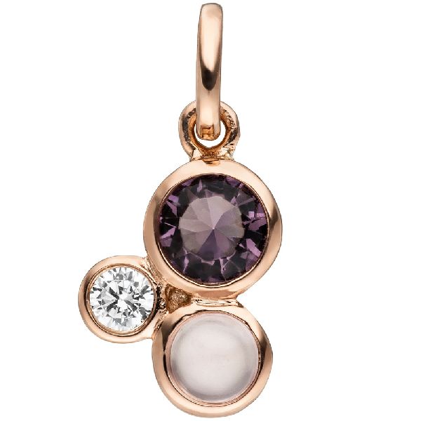 Anhänger 925 Sterling Silber rotgold vergoldet 2 Zirkonia 1 Glasstein CJ
