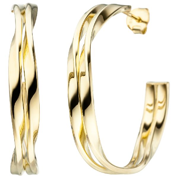 Halbcreolen 925 Sterling Silber gold vergoldet Ohrringe Creolen CJ