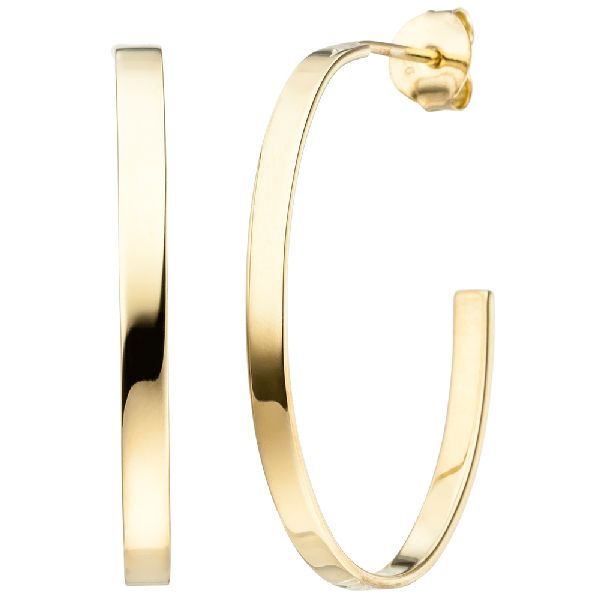 Halbcreolen oval 925 Sterling Silber gold vergoldet Ohrringe Creolen CJ