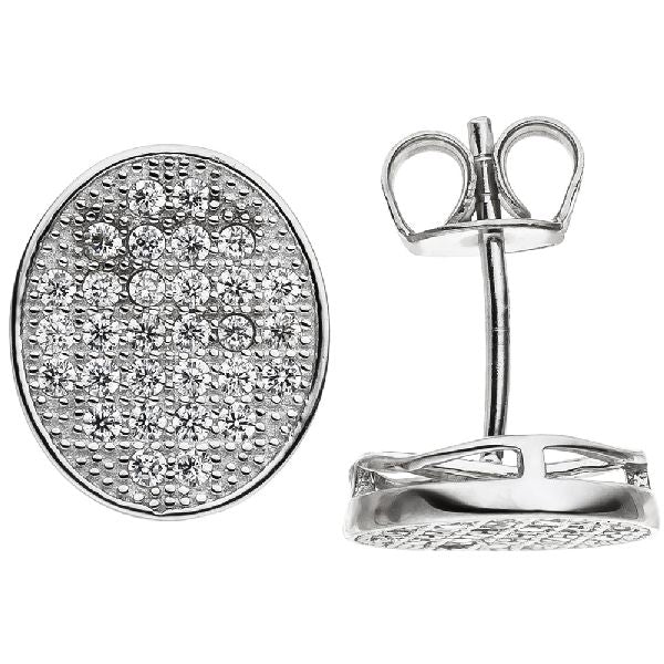 Ohrstecker oval 925 Sterling Silber 60 Zirkonia Ohrringe Silberohrringe CJ