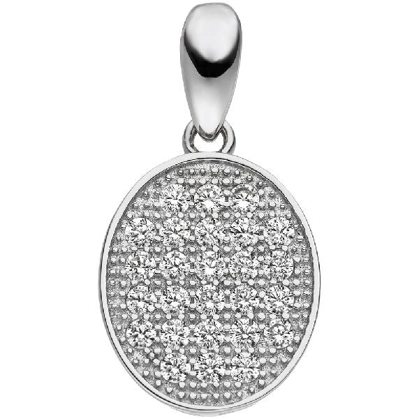 Anhänger oval 925 Sterling Silber 26 Zirkonia Silberanhänger CJ