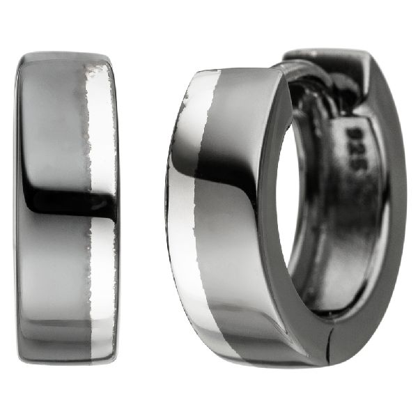 Creolen 925 Sterling Silber anthrazit bicolor Ohrringe CJ