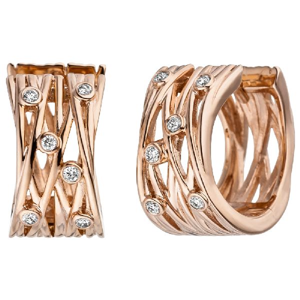Creolen breit 585 Gold Rotgold 12 Diamanten Brillanten Ohrringe Rotgoldcreolen CJ